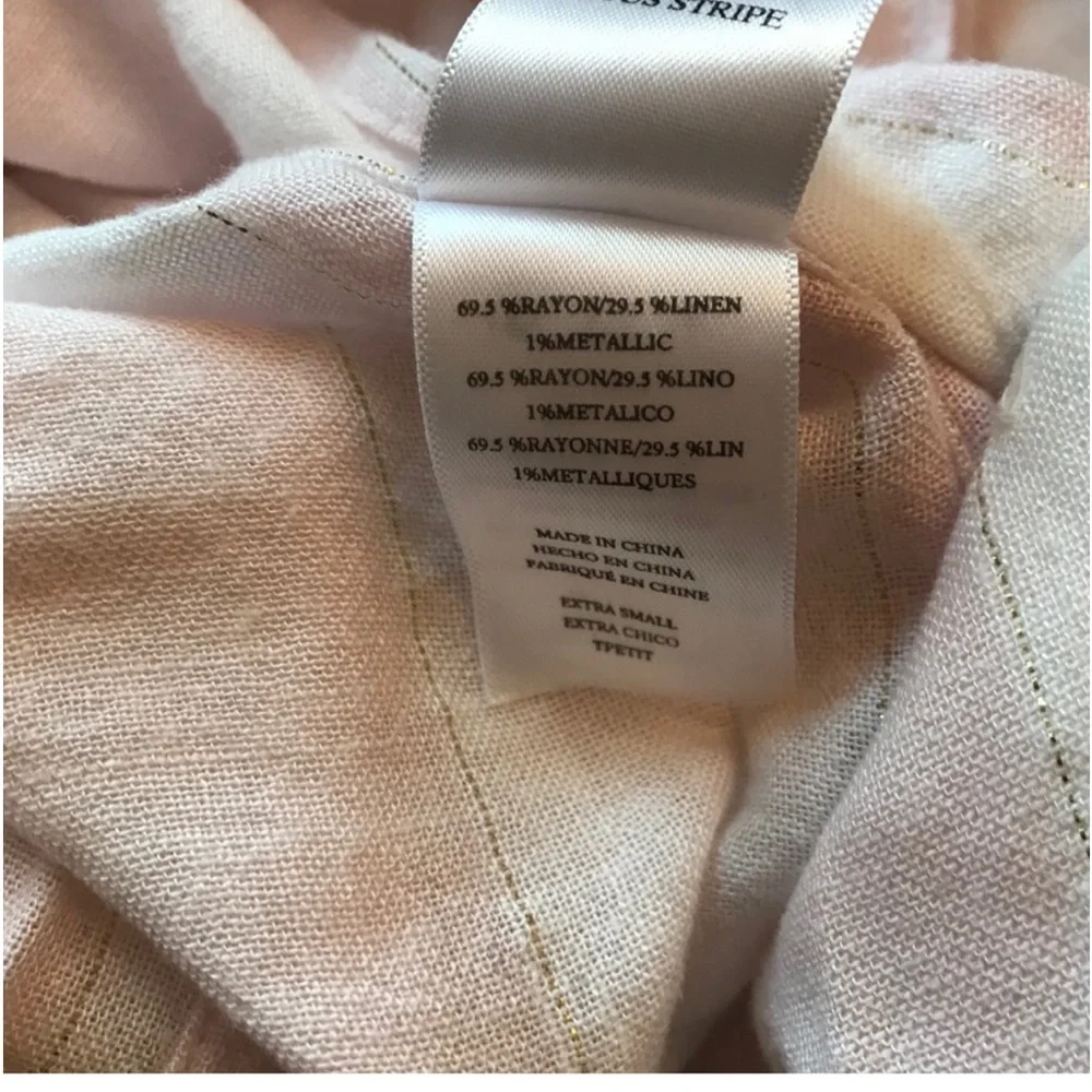 NWOT Rails Tie Front Lotus Striped Top Size XS pink &white W/ a strip of gold - Picture 4 of 8